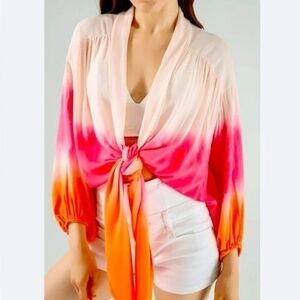 EUV Young Fabulous & Broke Carmen Ombre Tie Open Front Top Size XS